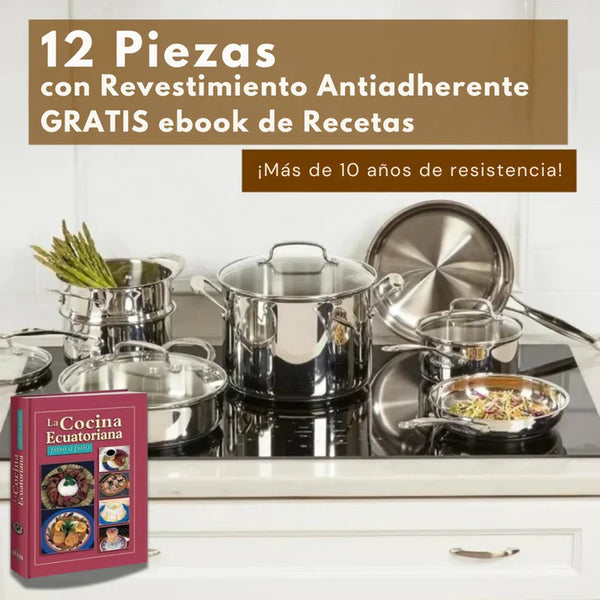Ollas 12 piezas - SteelChef Ollas Acero INOX