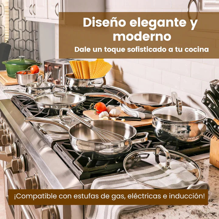 Ollas 12 piezas - SteelChef Ollas Acero INOX